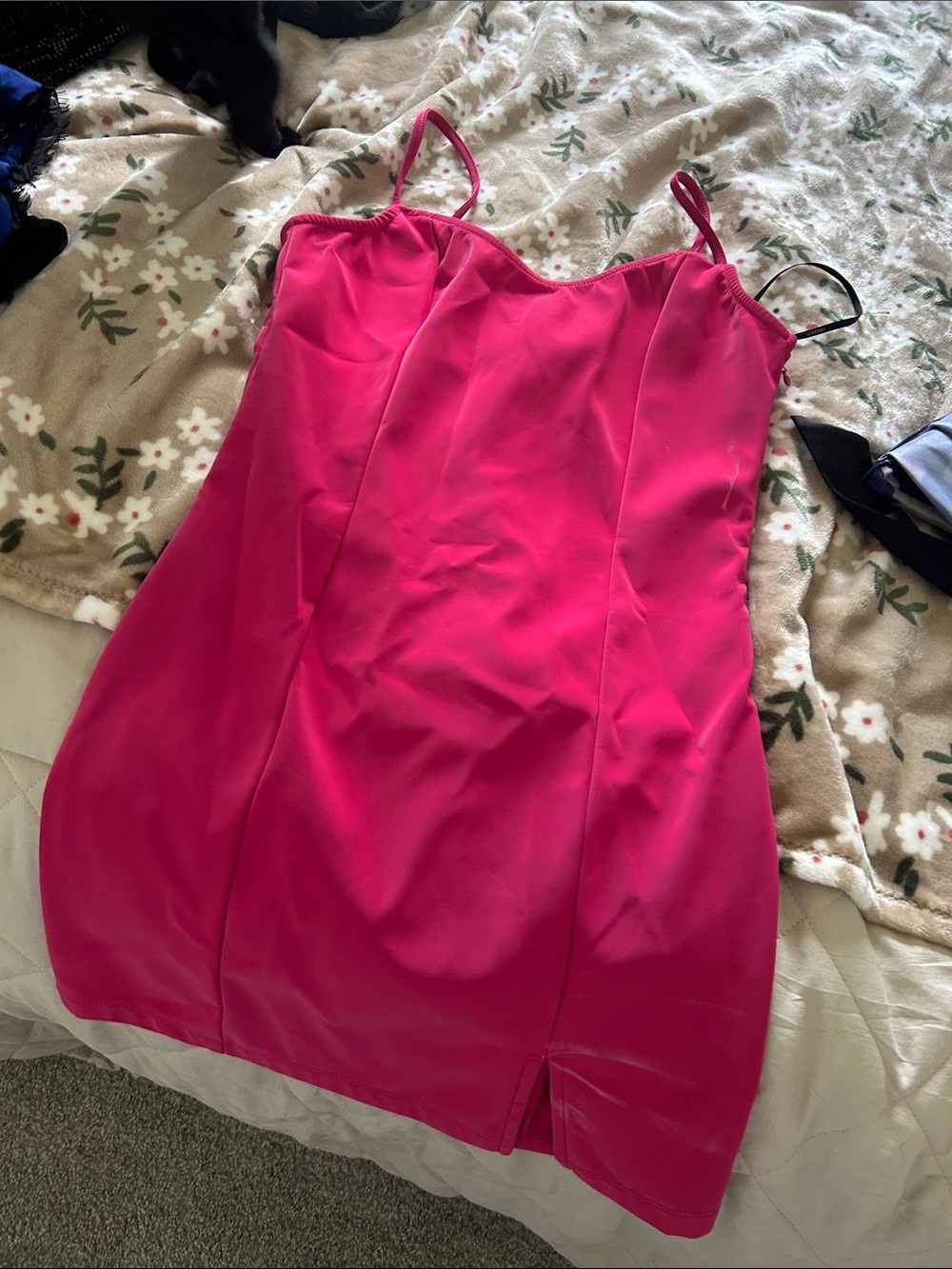 Bright Pink faux leather Dress